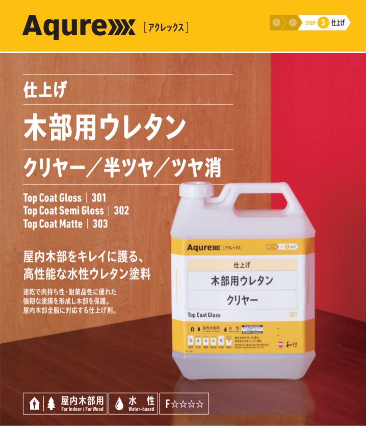 アクレックス 木部用ウレタンクリヤー 艶有#301/半艶#302/艶消#303