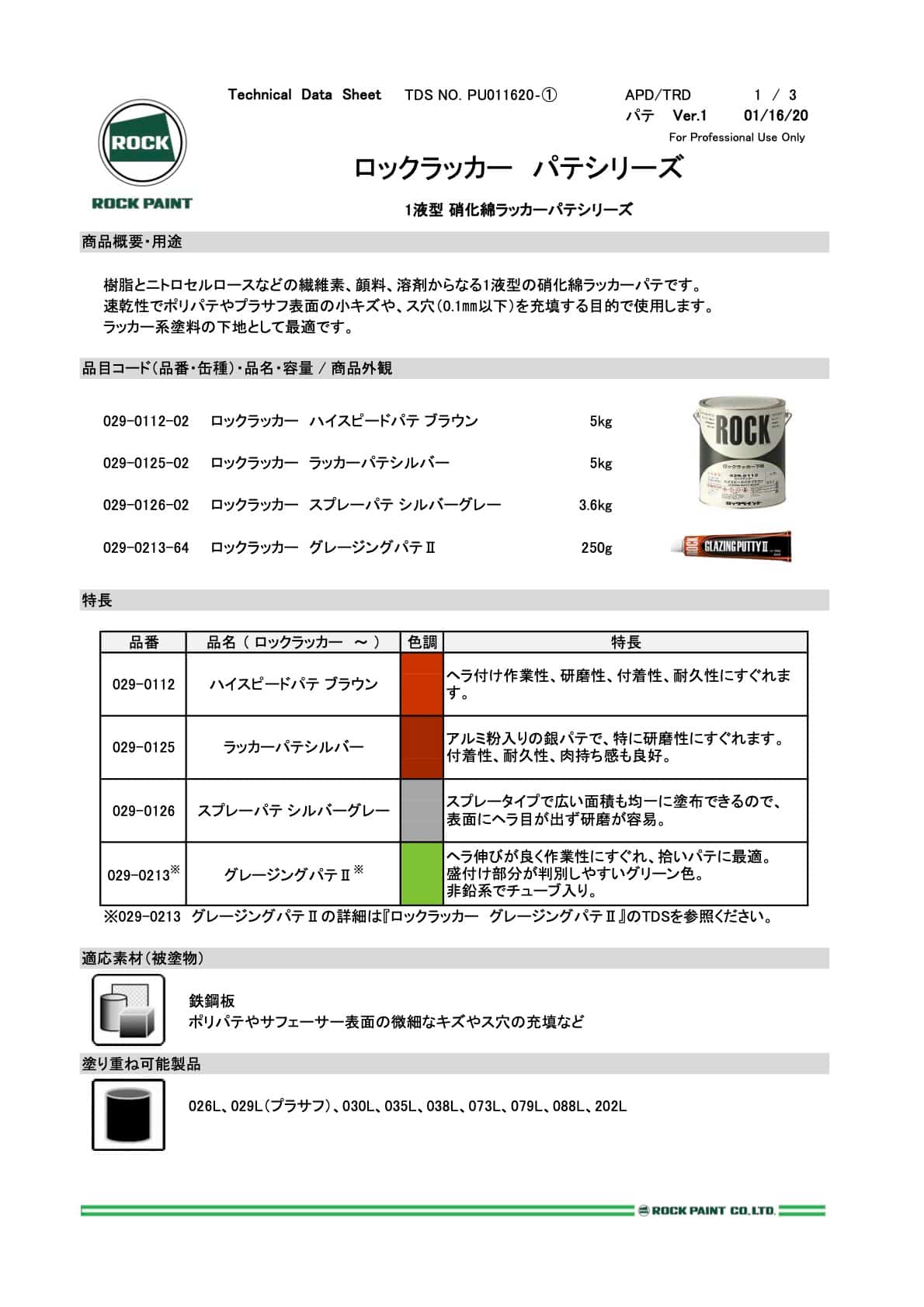 029-0125 ロックラッカーパテ シルバー 5kg
