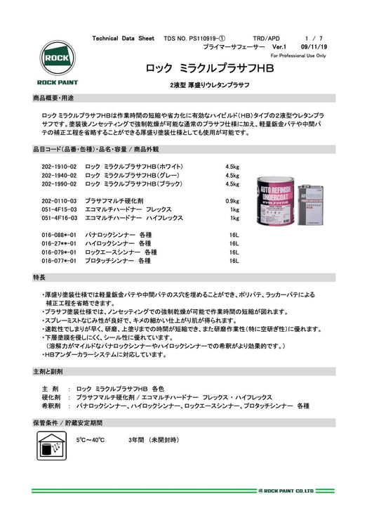 202-1910　ロック　ミラクルプラサフHB(硬化剤付)